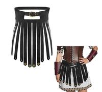 Jupe d'armure de chevalier viking - Jupe punk médiévale - Jupe nordique Viking vintage - En cuir synthétique - Jupe de gladiateur romain rétro - Jupe à pompons - Ceinture réglable - Décoration de