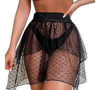 Jupe De Bain Dentelle pour Femme Transparent Dentelle Jupe de Bain Femme Bikini Bas de Maillots de Bain Jupette Taille Haute Jupe de Short de Bain Cover Up Bikini de Plage Mini Jupe