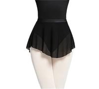 Jupe de Ballet courte fendue for femme, jupe danse en maille douce, couverture élastique for le Pour femmes(Black,S height 150-155cm)