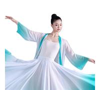 Jupe de ballet élégante à dégradé for femmes, en mousseline de soie, longue et fluide, tenue de danse classique à 360-720 degrés, jupe longue de performance Jupe de Ballet en Mousseline(Black tops,85c