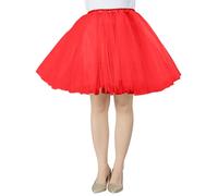Jupe de ballet Musever Années 50 2025 Jupon Tutu bouffant, Rouge, L
