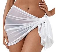 Jupe de bikini transparente - Mini jupe pour femme - Sexy - Transparent - Jupe enveloppante - Sarong - En mousseline de soie - Maillot de bain - Jupe de plage - Pour femme - Court - Bikini Cover Up -