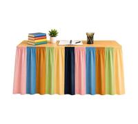 Jupe de bureau arc-en- 180 x 75 x 0,5 cm à volants | Jupe de table pour événement, pique-nique, bureau, maison, papeterie, rentrée scolaire, jardin d'enfants