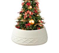 Jupe de cou d'arbre de Noël - Col en crème tressée blanche | Accessoire décoratif pour la maison, salon, entrée festive décoration saison d'hiver atmosphère F