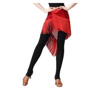 Jupe de danse du ventre, écharpe de danse du ventre, écharpe de danse latine à franges pour femme, ceinture triangulaire, accessoires de costume sexy en dentelle, châle de danse du ventre (rouge)