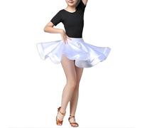Jupe De Danse Jazz De Ballet Latin For Enfants Filles Avec Haut À Manches Courtes, Jupe Falbala For Enfants, Jupe D'entraînement De Danse, For Salle De Bal Tango Swing Rumba Chacha Costume De Danse (