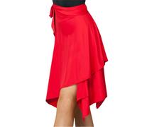 Jupe De Danse Latine Adulte À Lacets Pratique Latine Robe De Danse Triangle Irrégulier Tablier Jupe Femme Salle De Bal Samba Tango Cha-Cha Scène Performance Costume,Rouge,M
