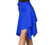 Jupe De Danse Latine Adulte À Lacets Pratique Latine Robe De Danse Triangle Irrégulier Tablier Jupe Femme Salle De Bal Samba Tango Cha-Cha Scène Performance Costume,Bleu,M