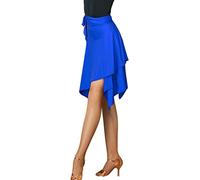 Jupe de Danse Latine Salsa Tango Cha Pour Femme - Patinage Enveloppante Lisse et Irrégulière - Entraînement, Bleu, M-XXL