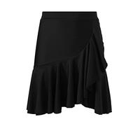 Jupe De Danse Latine Taille Haute pour Femmes 3 Styles À Volants Frangés Vêtements De Pratique De Danse Salle De Bal Samba Tango Cha-Cha Costume De Scène,Black a,L