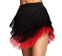 Jupe de fête décontractée bohème à taille élastique pour femme, tissu polyester, coupe confortable, facile à assortir avec des hauts, convient pour les voyages et les w nds, Rouge, 4XL