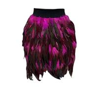 Jupe de fête en plumes à taille élastique pour femme 2026 Noir, rose vif, L