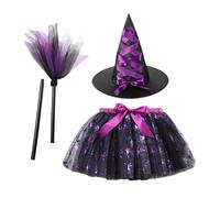 Jupe de fille d'Halloween - Ensemble de jupe de costume de sorcière, tenue de robe réglable | Carnival Cosplay Supplies Party, Broom Lightweight Clue inclus des vêtements festifs pour Pâques de la dan