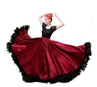Jupe de flamenco for femme, jupe trapèze circulaire à 720 degrés, costume de danse espagnole, jupe fluide à volants superposés for adultes, for spectacles, fête d'Halloween, tenue sur le thème du cray