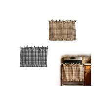 Jupe de four fabriquée à la main - Style maison de campagne - Rideau de four avec ruban à volants à nouer - Résistant à la chaleur - Montage facile - Caché - Pour cuisine de campagne (Brun+Gris)