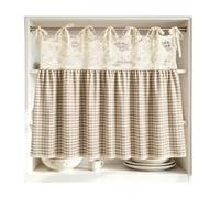 Jupe de four Housse de Cuisine à Carreaux et Dentelle avec Lien 77 x 55 cm | Couvre-four pour cuisinière pour meuble de cuisine, pâtisserie maison, cuisson au four, plan de travail