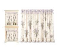 Jupe de four - Rideau en lin et coton avec bordure en dentelle 78 x 55 cm | Housse d'armoire à nouer, bouclier floral pour cuisinière et lave-vaisselle, décoration de cuisine vintage, pour buanderie