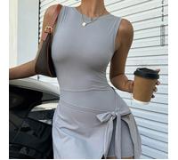 Jupe de golf et de tennis 2 en 1 anti-exposition pour femmes, style décontracté élégant, sans manches, polyvalente pour un usage quotidien, nouveau design avec ceinture à nouer, amincissante premium, 