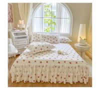 Jupe De Lit 1 pièce Jupe de lit en Dentelle + 2 pièces taies d'oreiller literie Couvre-Lits Drap Rose Dentelle Ensemble de literie lit for Fille Couvre-lit(03,King 200x220cm 3pcs)