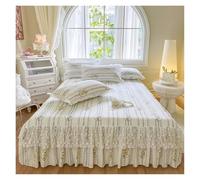 Jupe De Lit 1 pièce Jupe de lit en Dentelle + 2 pièces taies d'oreiller literie Couvre-Lits Drap Rose Dentelle Ensemble de literie lit for Fille Couvre-lit(02,King 200x220cm 3pcs)