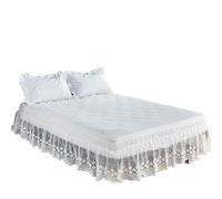 Jupe de lit 18 Pouces avec Volants délicats en Dentelle et élastique pour Cadre De Lit Et Matelas(White,180 x 200x 45cm)