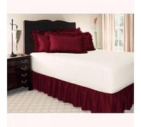 Jupe De Lit À Volant avec Élastique De Couleur Unie 180x200/ 200x200 Cache Sommiers Lit De Ménage Anti-poussière pour Éviter La Poussière Et Facile À Nettoyer,45CM De Hauteur