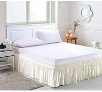 Jupe De Lit À Volant avec Élastique De Couleur Unie 180x200/ 200x200 Cache Sommiers Lit De Ménage Anti-poussière pour Éviter La Poussière Et Facile À Nettoyer,45CM De Hauteur