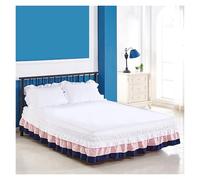 Jupe De Lit À Volants À 3 Couches avec Design Élastique Enveloppant Décoration Chambre À Coucher Convient for Chambres D'hôtels Et Les Dortoirs, Lavable en Machine(White Pink Dark Blue,200 * 200cm)