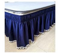 Jupe de lit à Volants avec élastique, Bed Skirt Wrap Around Elastic No Twin Full Queen King Size 40cm Height Multicolor(Blue,2X Pillowcase 50x70)