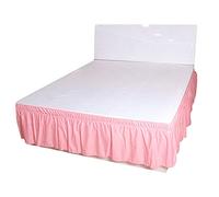 Jupe de lit à Volants avec élastique, Solid Color Elastic Double Bed Skirt, Multicolor, Multiple Sizes for Home Hotel(Pink,120x200x40cm)