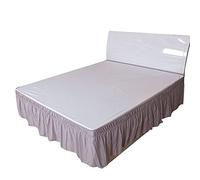 Jupe de lit à Volants avec élastique, Solid Color Elastic Double Bed Skirt, Multicolor, Multiple Sizes for Home Hotel(Gris,150x200x40cm)