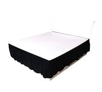 Jupe de lit à Volants avec élastique, Solid Color Elastic Double Bed Skirt, Multicolor, Multiple Sizes for Home Hotel(Black,100x200x40cm)