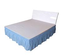 Jupe de lit à Volants avec élastique, Solid Color Elastic Double Bed Skirt, Multicolor, Multiple Sizes for Home Hotel(Blue,150x200x40cm)