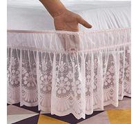 Jupe de lit à Volants Blanc/Beige/Gris Jupe de lit Princesse élastique en Dentelle, Belle et Chaude. Facile a Mettre et à enlever (Color : Pink, Size : 100 * 200+38cm)