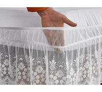 Jupe de lit à Volants Blanc/Beige/Gris Jupe de lit Princesse élastique en Dentelle, Belle et Chaude. Facile a Mettre et à enlever (Color : White, Size : 200 * 220+38cm)