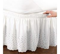 Jupe de Lit à Volants, Cache-Sommiers en Coton, Cache Sommier pour Lit Queen Size 150 x 200 cm, Jupe de Lit Robuste et Élastique Style Enveloppant Facile a Mettre et à enlever, Chute de 37 cm