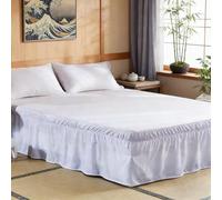 Jupe De Lit À Volants, Cache-Sommiers, Volant De Lit, Élastique À Volants, 150 X 200 X38 Cm, Résistant Aux, Protège-Matelas À Taille Elastique, Ne Se Décolore Pas Et Ne Se Froisse Pas, Blanc Froid