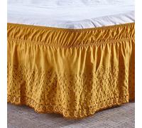 Jupe de Lit à Volants élastique Couleur Unie, for Maison, Hôtel, Couverture À Bande Élastique, sans Surface, Jupe Extensible, Décor Literie(Golden,180x200x38cm)