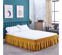 Jupe de Lit à Volants élastique Extensible À Bande Élastique, Couvre-lit sans Surface, for Maison, Hôtel, Double/Full/Queen/King(Golden,180x200x45cm)