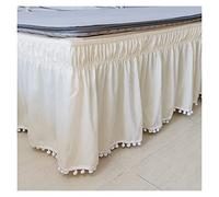 Jupe de Lit à Volants élastique Jupe De Lit Élastique À Enrouler, sans Surface, Taille Double/Full/Queen/King, Hauteur 40cm(Beige,2X Pillowcase 50x70)