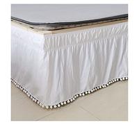 Jupe de Lit à Volants élastique Jupe De Lit Élastique À Enrouler, sans Surface, Taille Double/Full/Queen/King, Hauteur 40cm(White,2X Pillowcase 50x70)