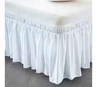 Jupe de Lit à Volants élastique Jupe De Lit Hôtel À Enrouler, Chemises Élastiques, Double/Full/Queen/King 38cm, Décoration Intérieure, Blanc(White,180 x 200 x 38cm)