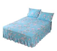 Jupe de Lit à Volants Ensemble Couvre-lit et Robe à Volants, draps de lit King/Queen Size, Couverture antidérapante for la Maison, Drap Plat Doux, 3 pièces/lot, 1.5/1.8/2M(A,180 X200cm)