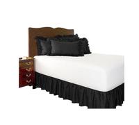 Jupe de Lit à Volants Jupe de lit Blanche enveloppante élastique for sans Surface, Double/Complet/Queen/King Size 40 cm, Usage Domestique et hôtelier(Black,200x200x38cm)