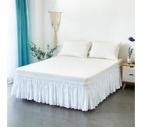 Jupe de lit à Volants - Robuste et élastique - Style Enveloppant - 38cm de Hauteur (Color : White, Size : 120 * 200+38cm)