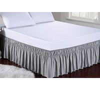 Jupe de lit à Volants - Robuste et élastique - Style Enveloppant - 40cm de Hauteur (Color : Gray, Size : 90 * 190+38cm)