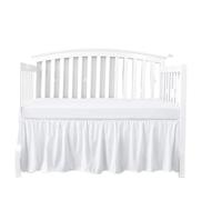 Jupe de lit bébé Jupe de lit Berceau avec draps supérieurs Blancs, Volants plissés sur 4 côtés for garçons et Filles, Couvre-lit Chambre d'enfant(White,50x100x36cm)