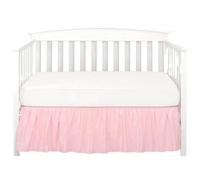 Jupe de lit bébé Jupe de lit Berceau avec draps supérieurs Blancs, Volants plissés sur 4 côtés for garçons et Filles, Couvre-lit Chambre d'enfant(Pink,60x120x36cm)