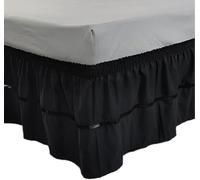 Jupe de lit brodée en Dentelle avec Ourlet élastiqué Jupe de lit élastique à Volants très plissée et Profonde(200x200x38cm)