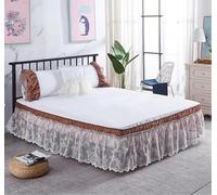 Jupe de lit brodée en Dentelle plissée avec Ourlet à Volants Profonds et Bande élastique, Douce et Respirante(Brown,150x200x40cm)